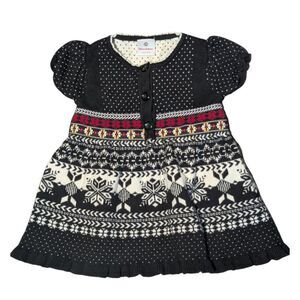 Hanna Andersson Fair Isle Sweater Dress Baby Girl 75 cm 12-18 Mos